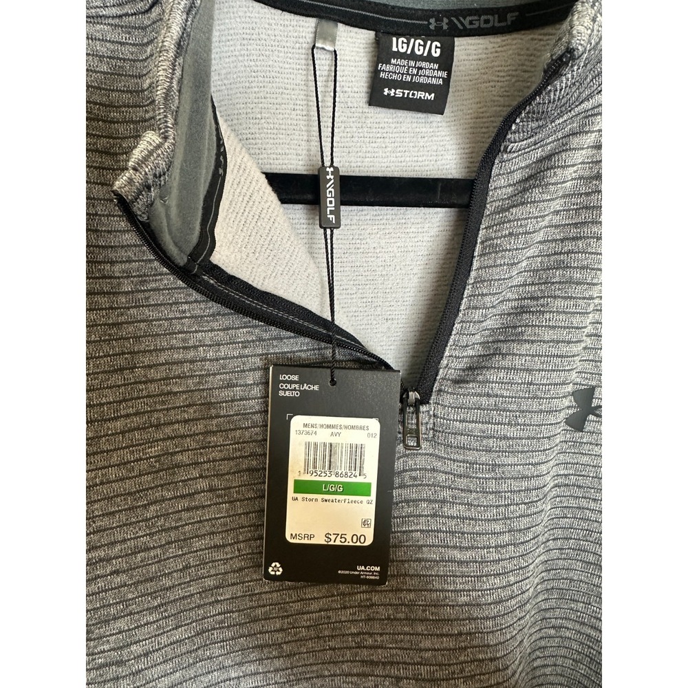 Under Armour Mens Storm Sweaterfleece Quarter-Zip Grey Striped 1373674 Large - Picture 7 of 11